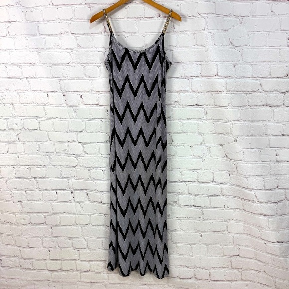 MSK Black Gray Spaghetti Strap Slip Maxi Dress  
Y2K summer beach size medium - Picture 1 of 5